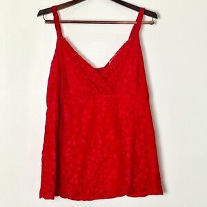 Vintage Torrid Lace Camisole Size‎ 2 Red Spaghetti Strap Tank Romantic Coquette